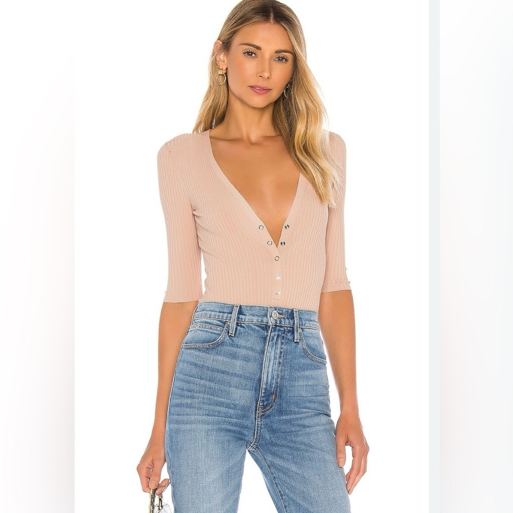 A.L.C. Toni Rib Knit Henley Bodysuit size M